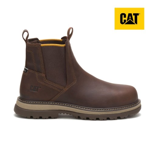 Pánské Pracovní Boty Caterpillar Fairbanks Chelsea Steel Toe Tmavě Hnědé (CZ-9XGK)